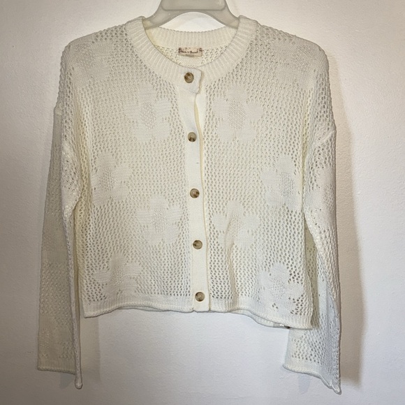 🌹NWOT: HEM & THREAD FLORAL OPEN STITCH CARDIGAN - Picture 4 of 8